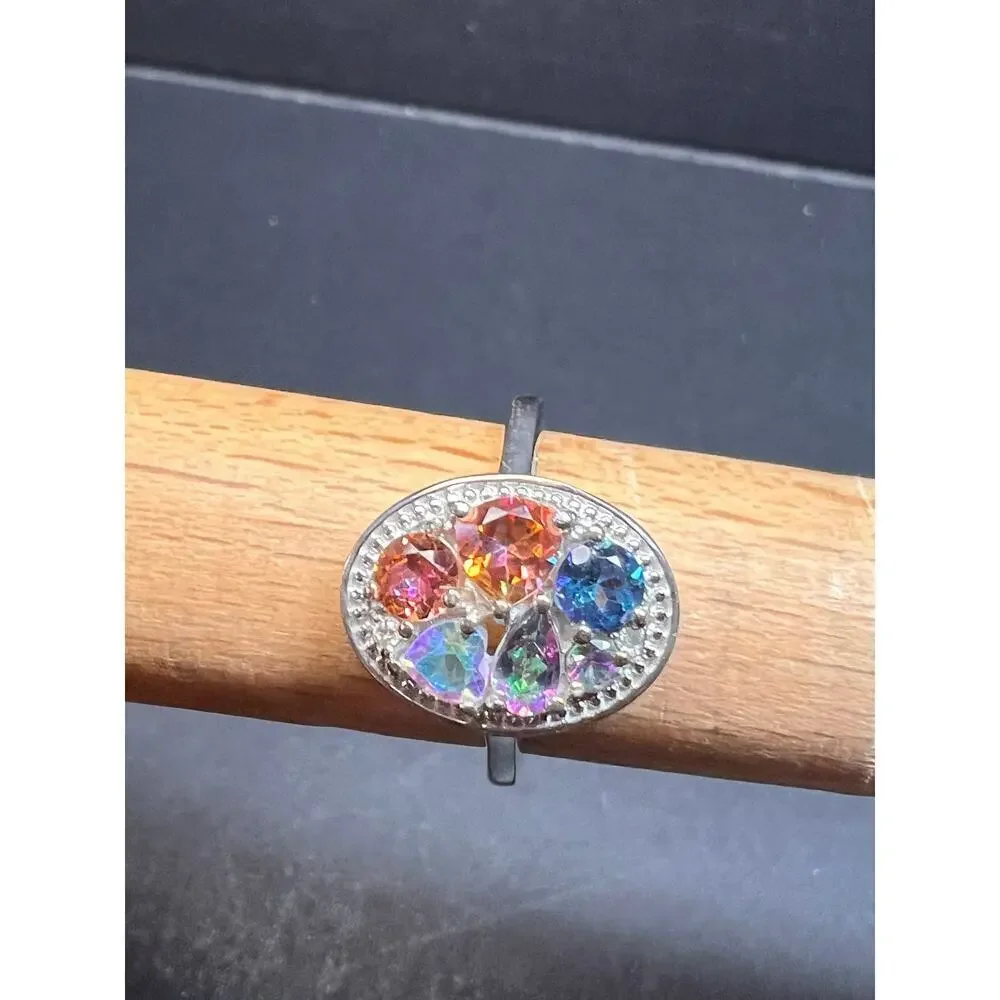 NEW cosmic mystic topaz ring in sterling silver size 8